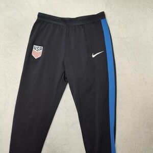 Nike Track Pants Mens Small Black Blue USA Dri-FIT Soccer Tapered Jogger Running